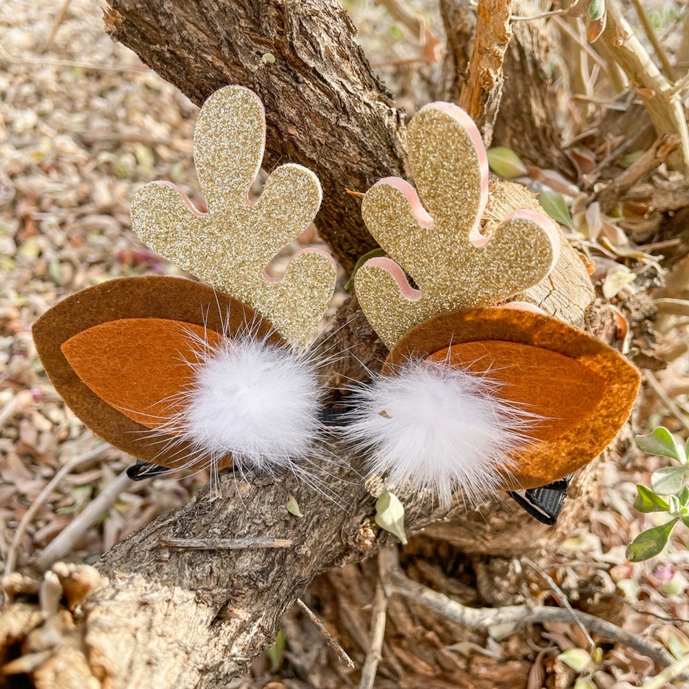 Halloween & Christmas Deer Gold Hair Clip